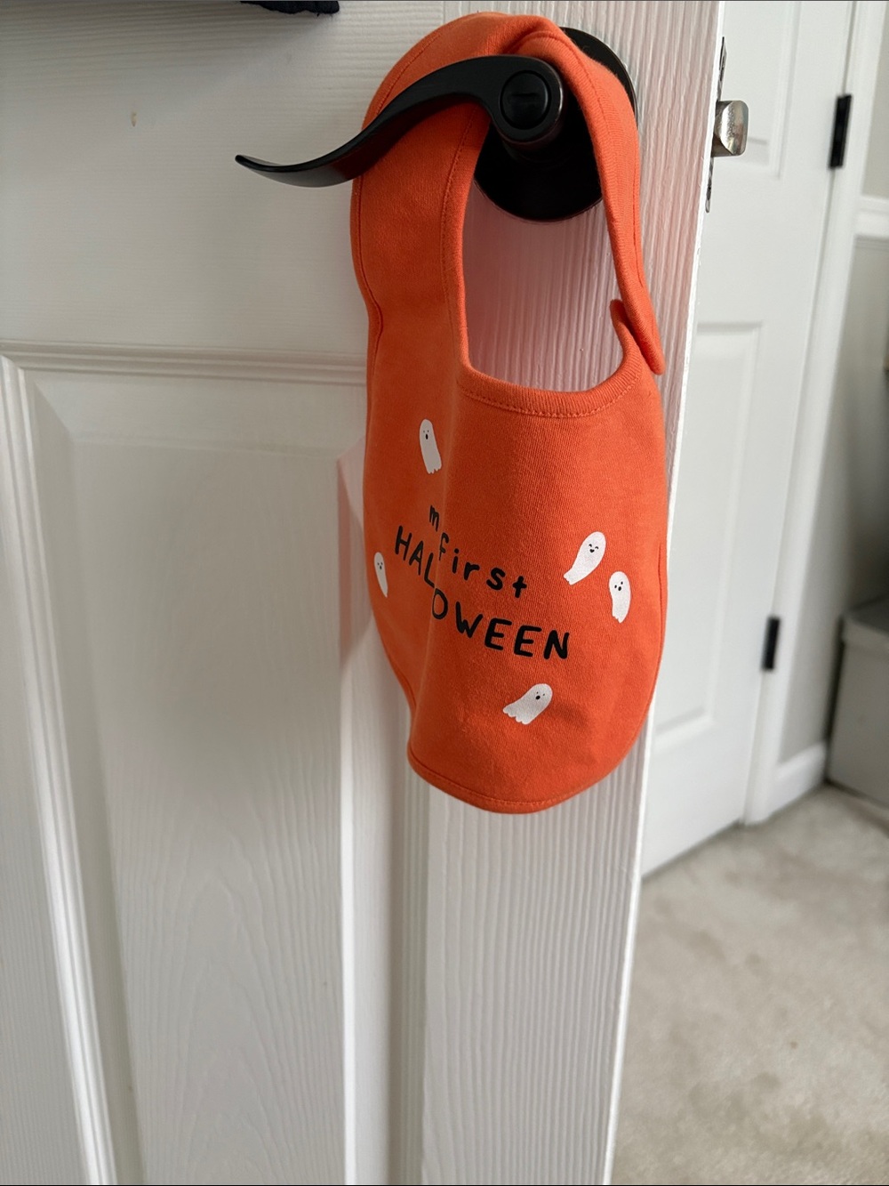 Carter's Orange 'My First Halloween' Baby Bib with Ghosts